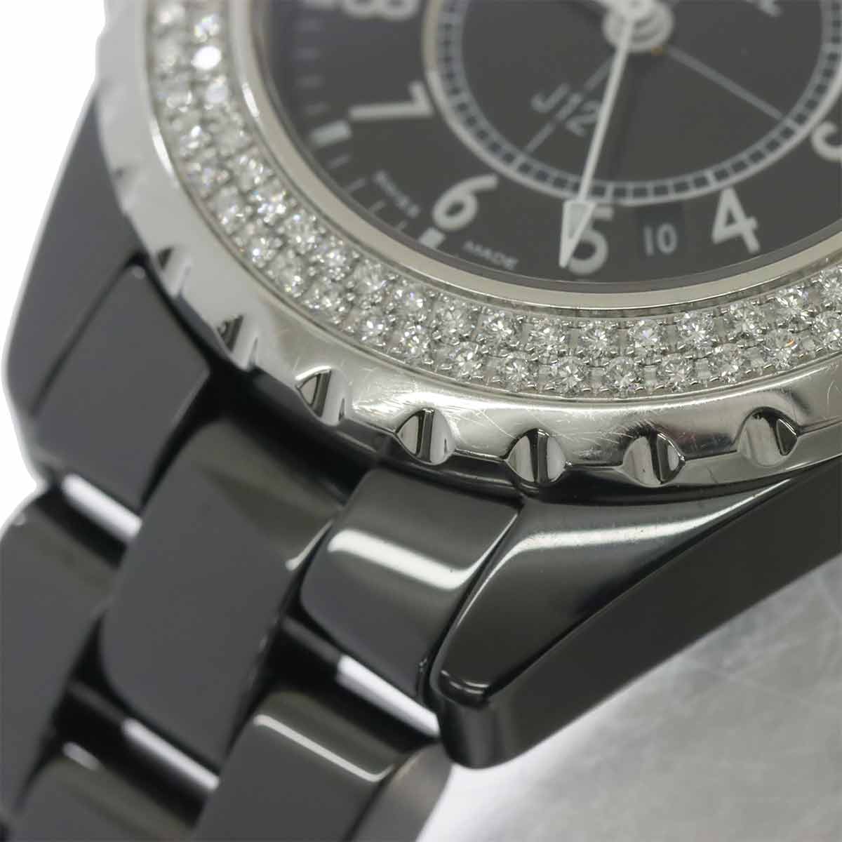 J12 33mm H0949 Diamond bezel Ceramic Date Black Dial Ladies