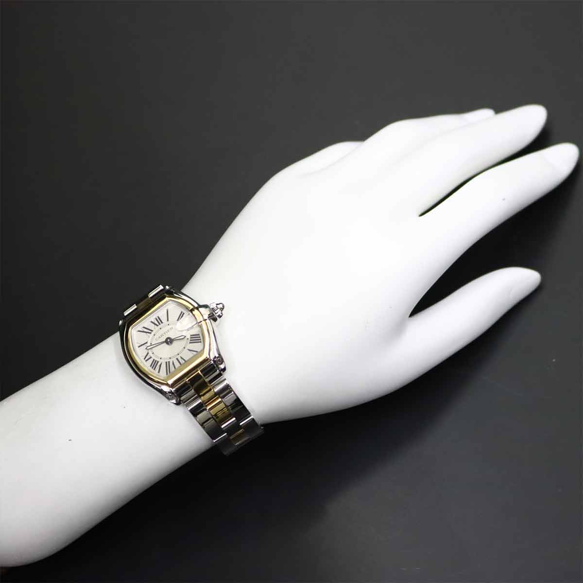 Roadster SM W62026Y4 Date K18YG Quartz Silver Dial Ladies