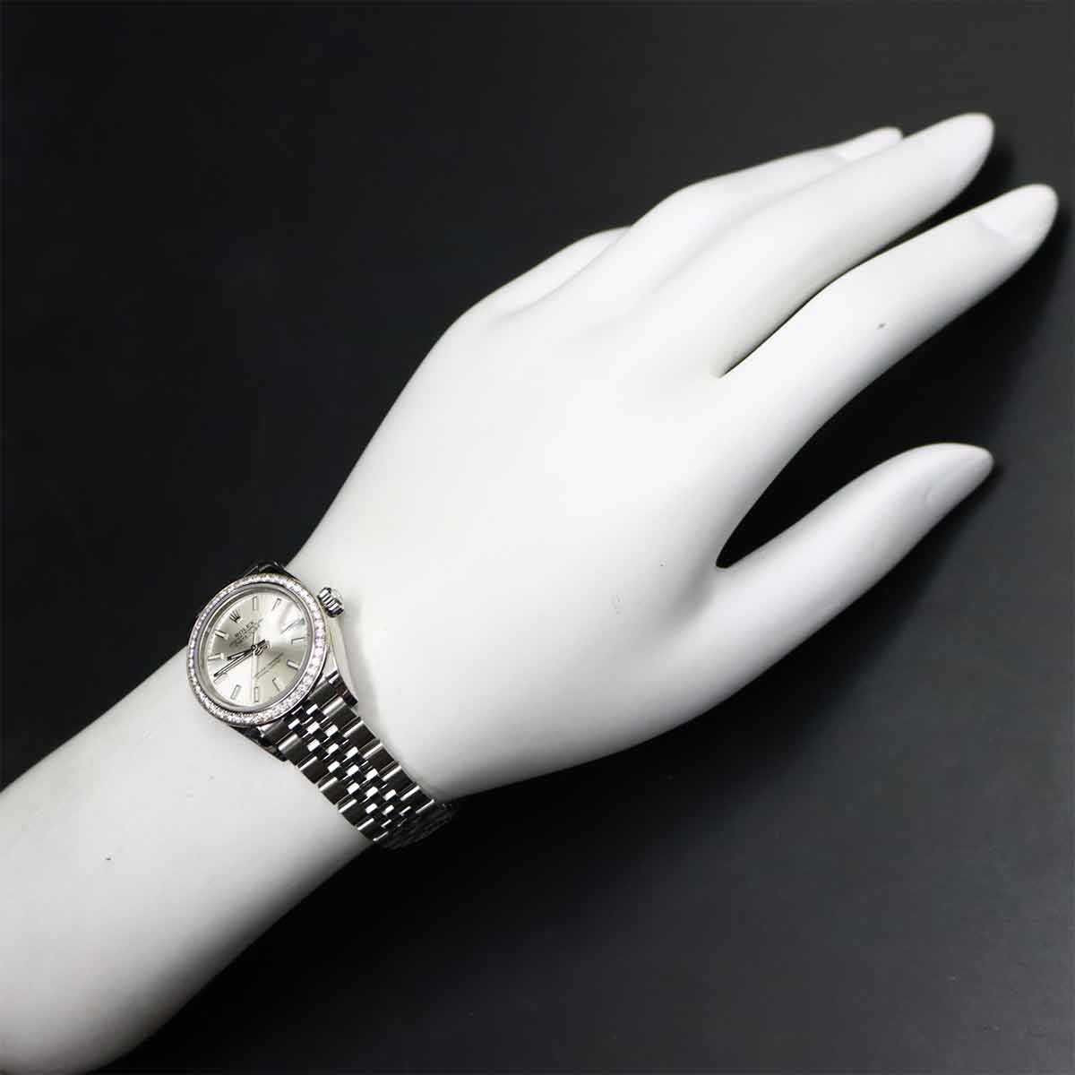 Datejust 279384RBR Serial Random 750 WG Diamond Bezel Silver Dial