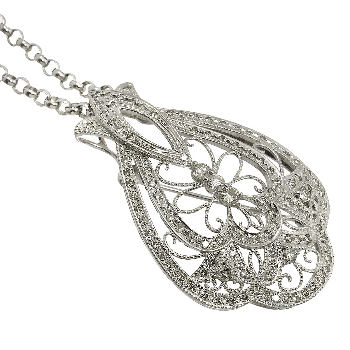 Diamond 1.50ct Necklace 18K K18 WG White Gold 750