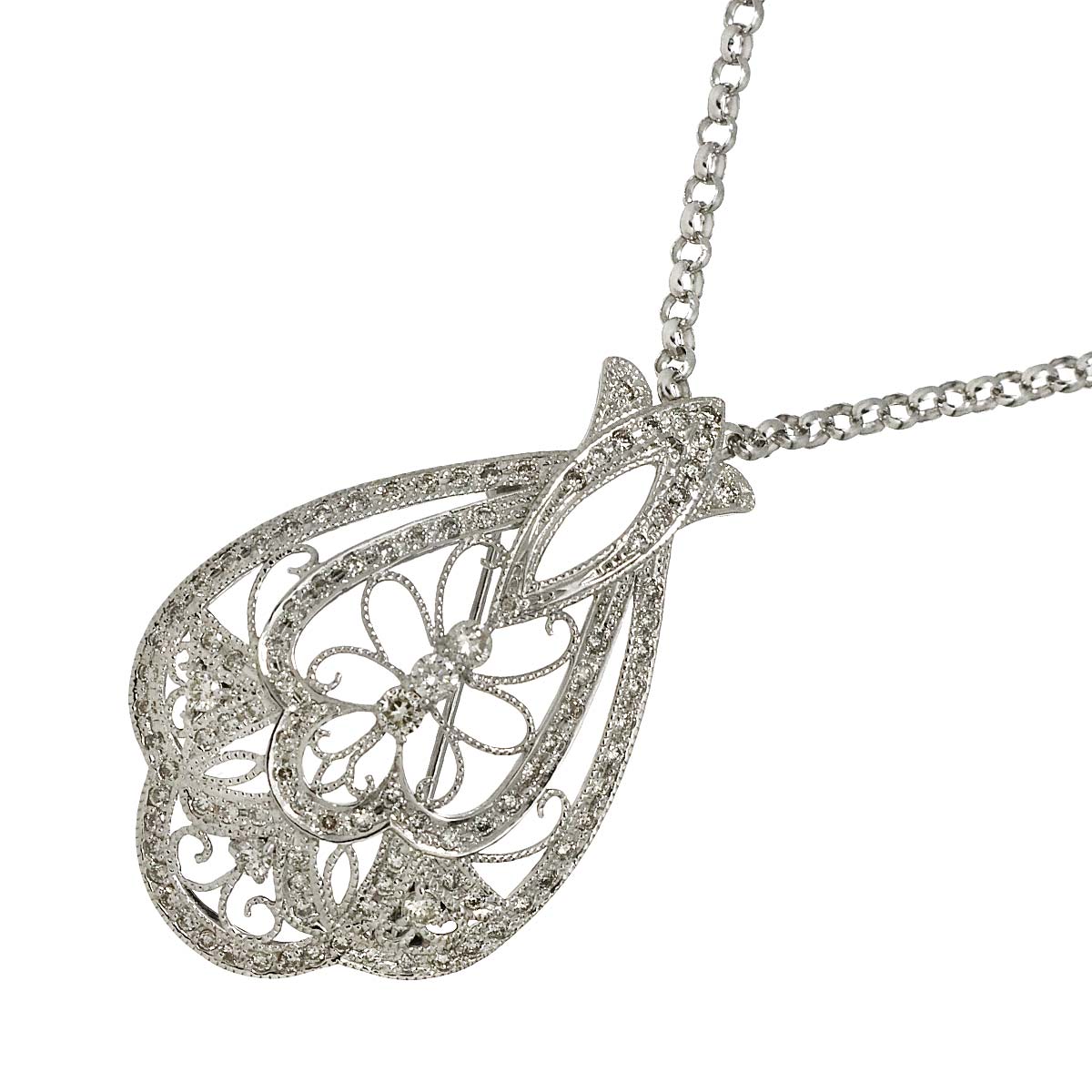 Diamond 1.50ct Necklace 18K K18 WG White Gold 750