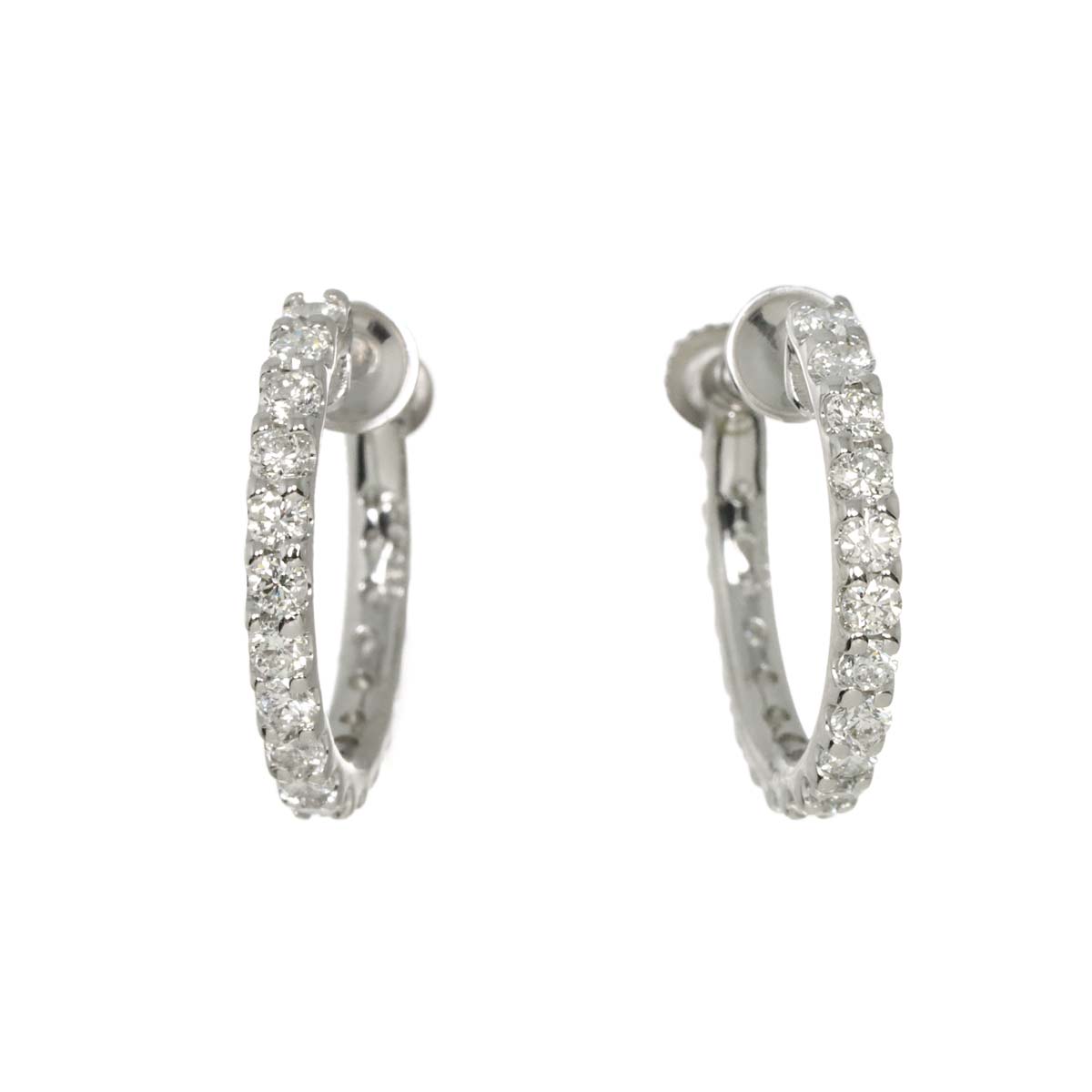 Diamond 0.35ct/0.35ct Earrings Clip-on 18K K18 WG 750