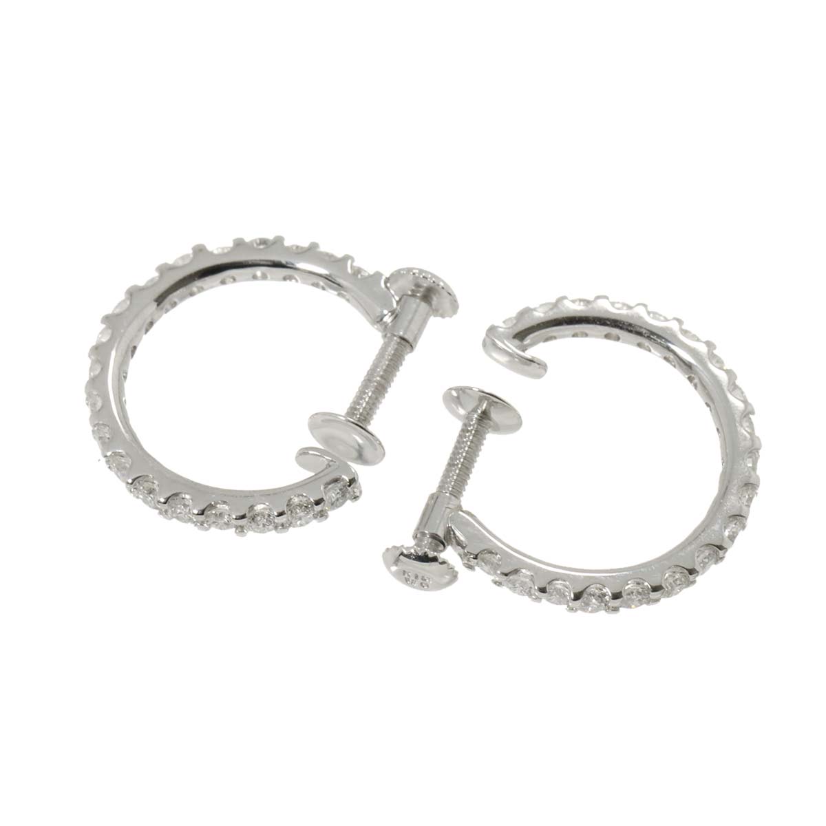 Diamond 0.35ct/0.35ct Earrings Clip-on 18K K18 WG 750