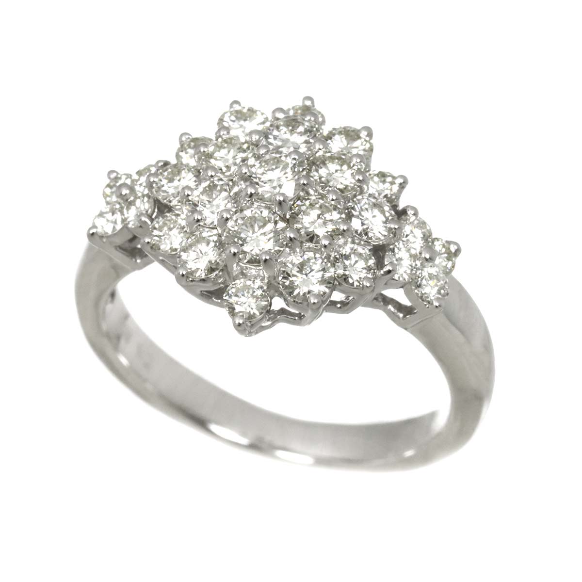 Diamond 1.30ct Ring 18K K18 WG White Gold size6.75(US)