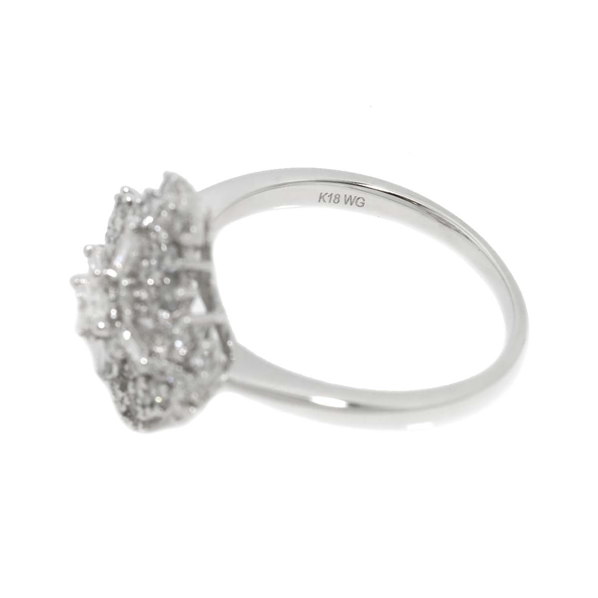Diamond 1.30ct Ring 18K K18 WG White Gold size6.75(US)