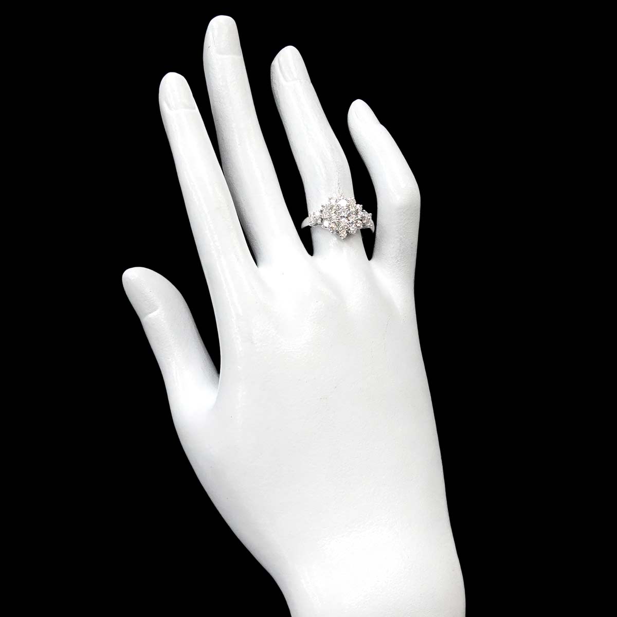 Diamond 1.30ct Ring 18K K18 WG White Gold size6.75(US)