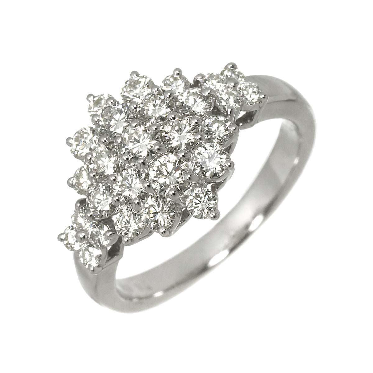 Diamond 1.30ct Ring 18K K18 WG White Gold size6.75(US)