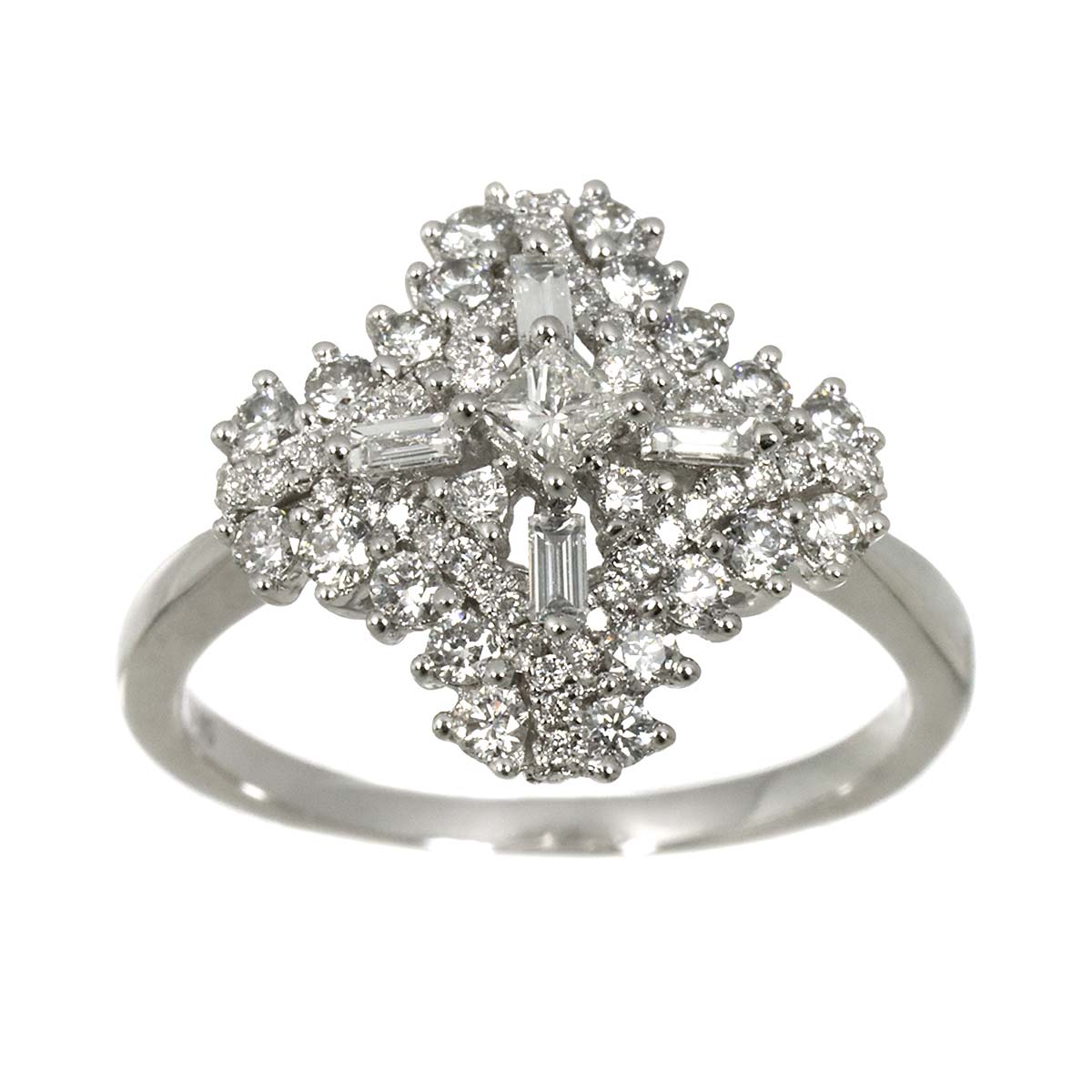 Diamond 0.80ct Ring 18K K18 WG White Gold size6.75(US)