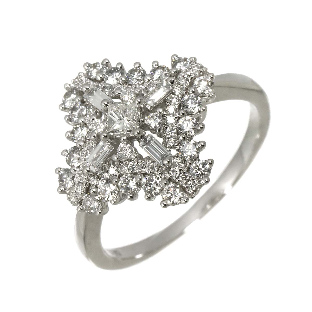 Diamond 0.80ct Ring 18K K18 WG White Gold size6.75(US)