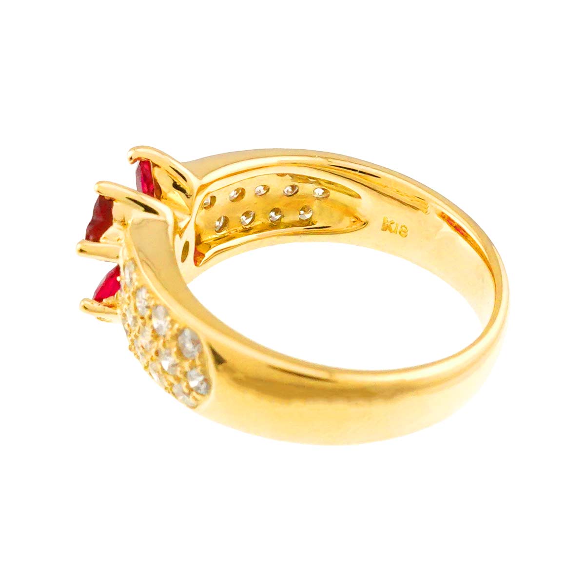 Ruby 1.05ct Diamond 0.52ct Ring 18K Yellow Gold 750 size5.25-5.5(US)