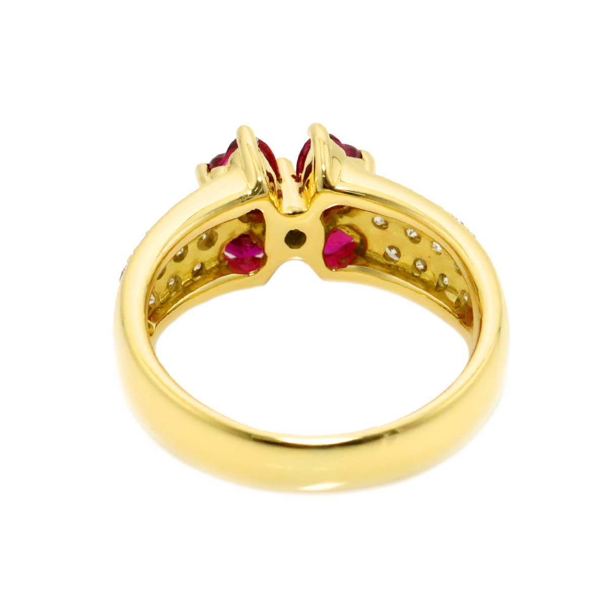 Ruby 1.05ct Diamond 0.52ct Ring 18K Yellow Gold 750 size5.25-5.5(US)