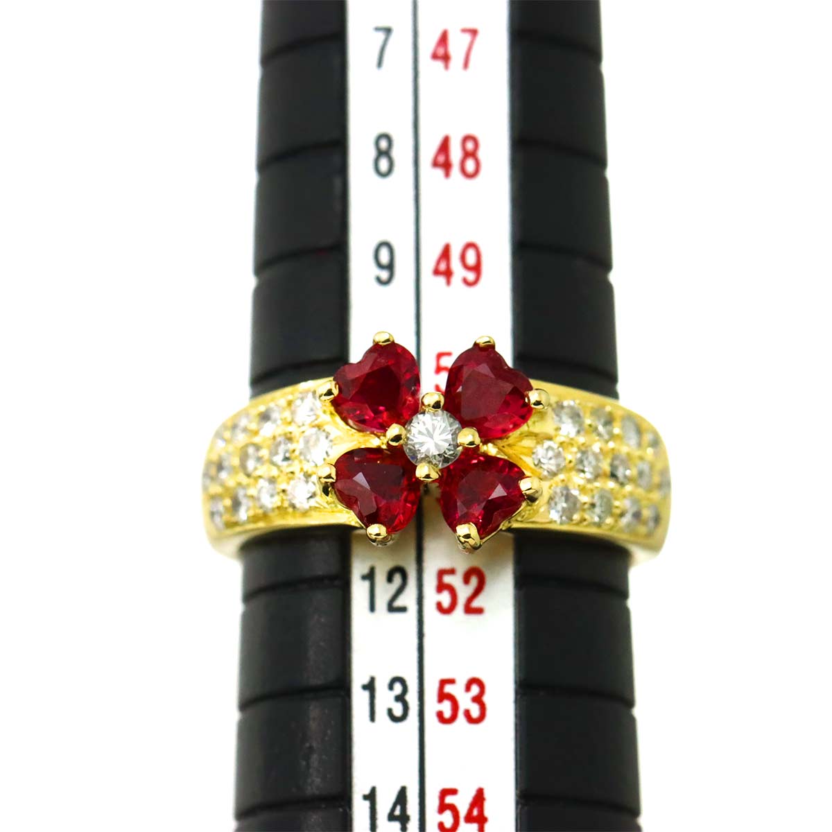Ruby 1.05ct Diamond 0.52ct Ring 18K Yellow Gold 750 size5.25-5.5(US)