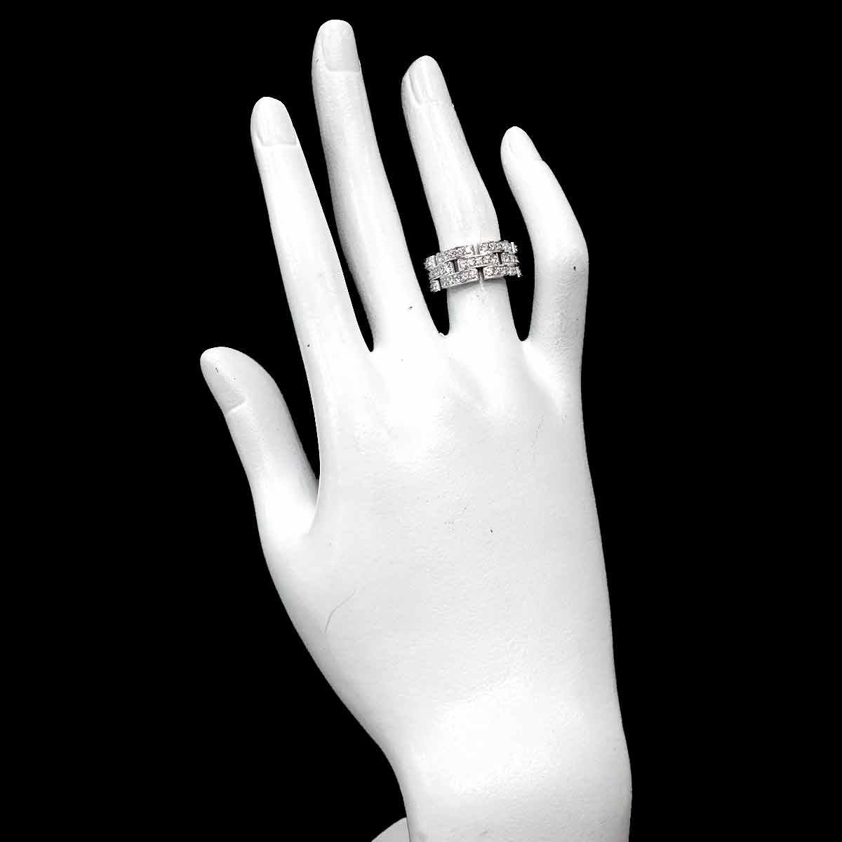 Maillon Panthere Diamond Ring 18K WG 750 Size51 5.25(US)