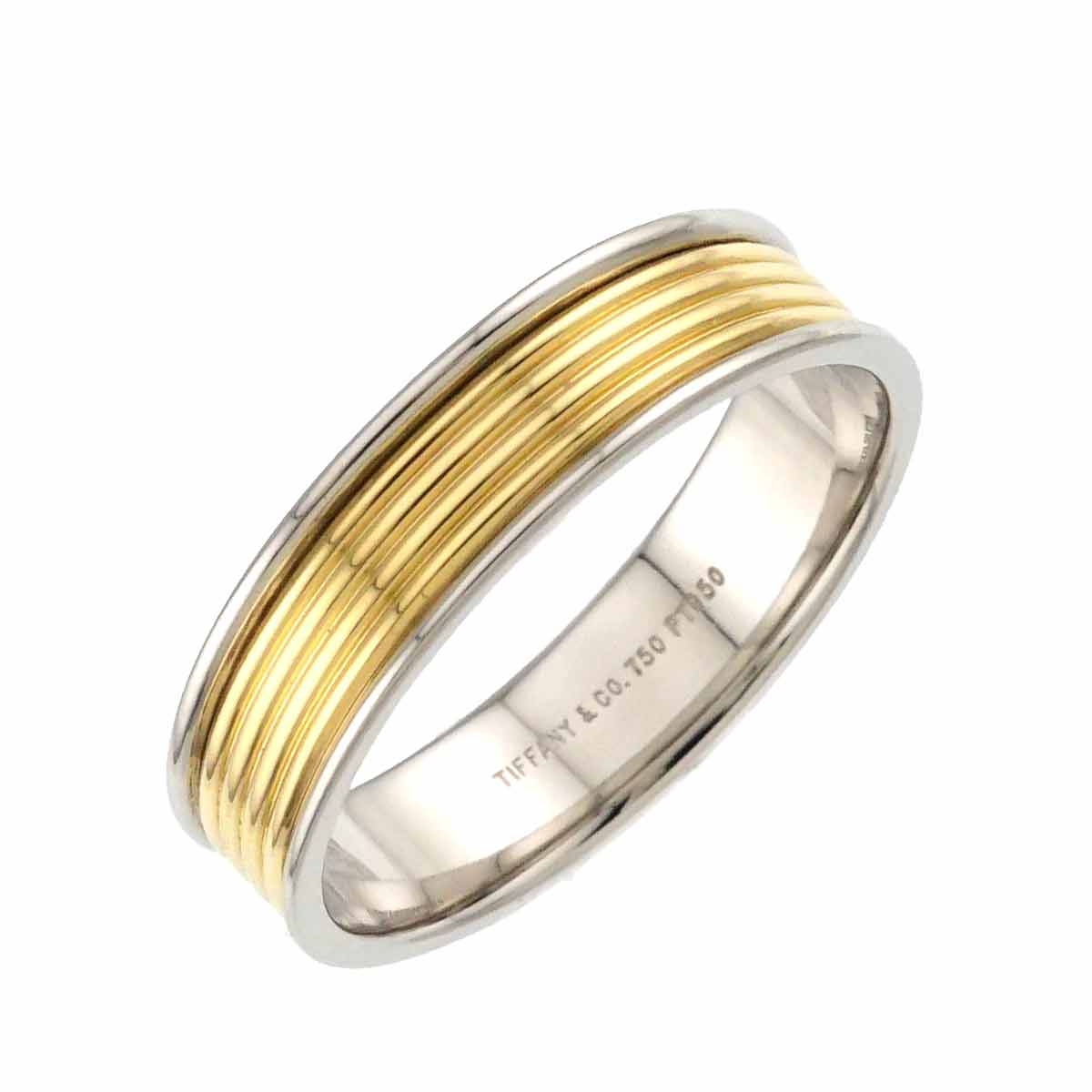 Band Ring 18K YG 750 Pt Platinum Size10.25-10.5(US)