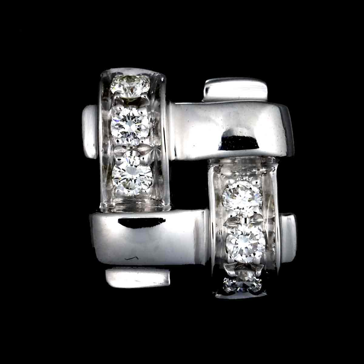 Square Diamond Earrings Pierced 18K WG 750