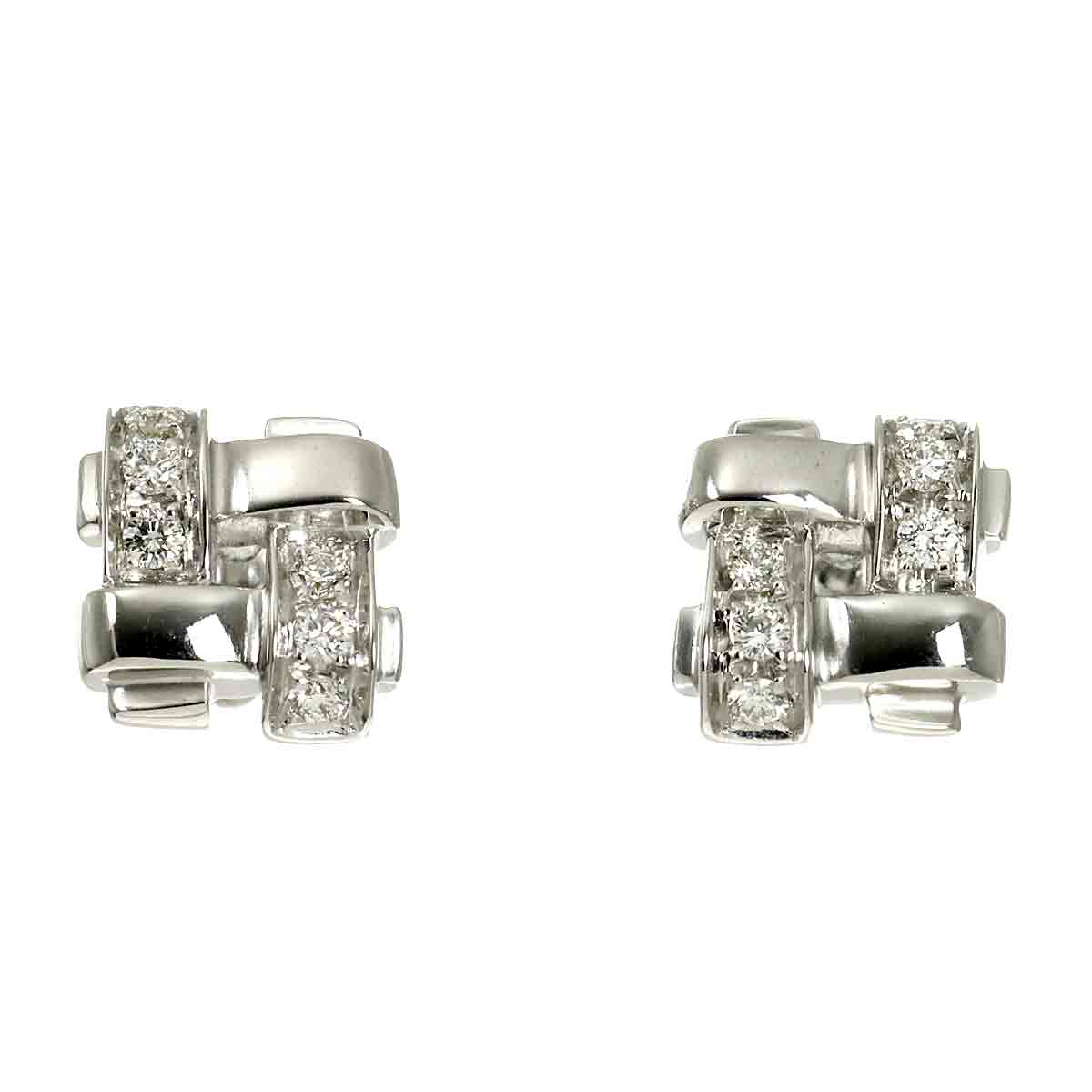 Square Diamond Earrings Pierced 18K WG 750