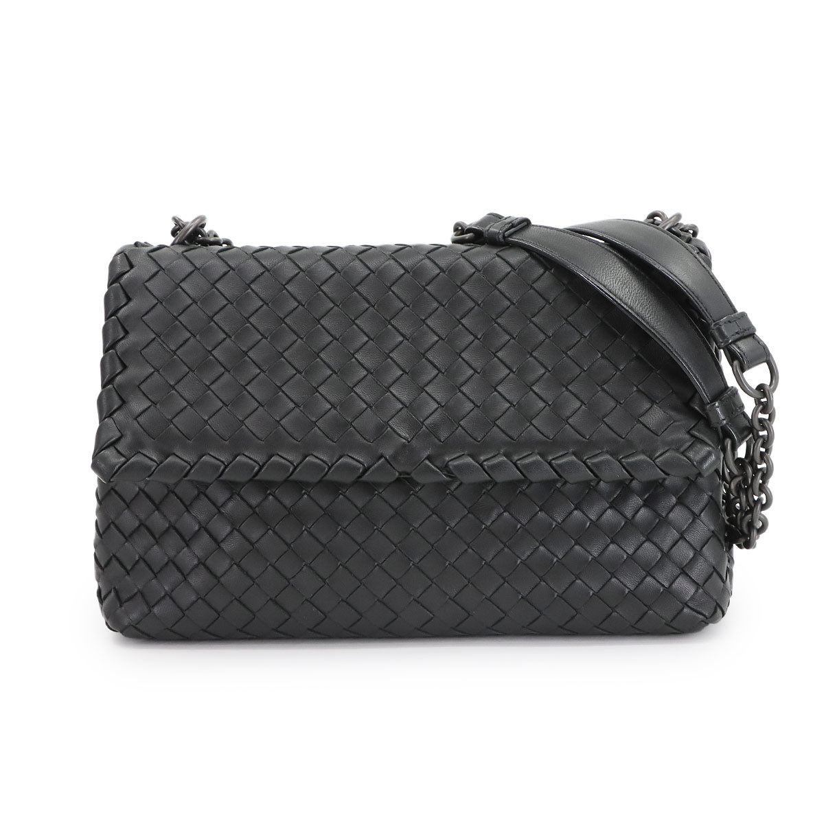 Intrecciato Olimpia Small Shoulder Bag Leather Black