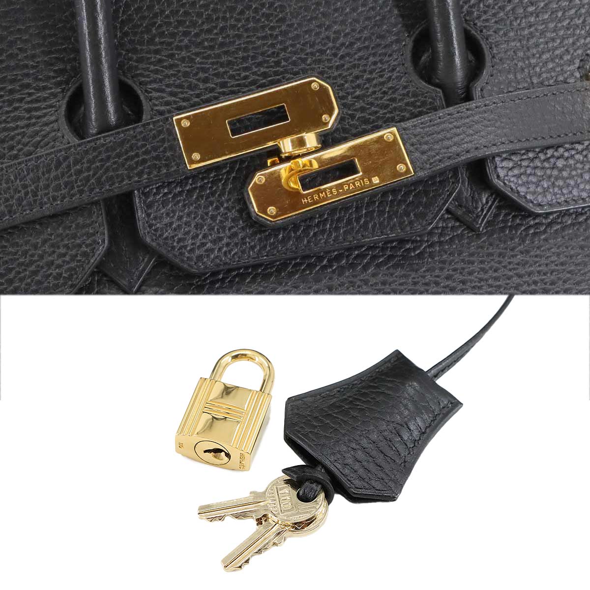 Birkin 35 Ardennes Leather Black Hand Bag Purse