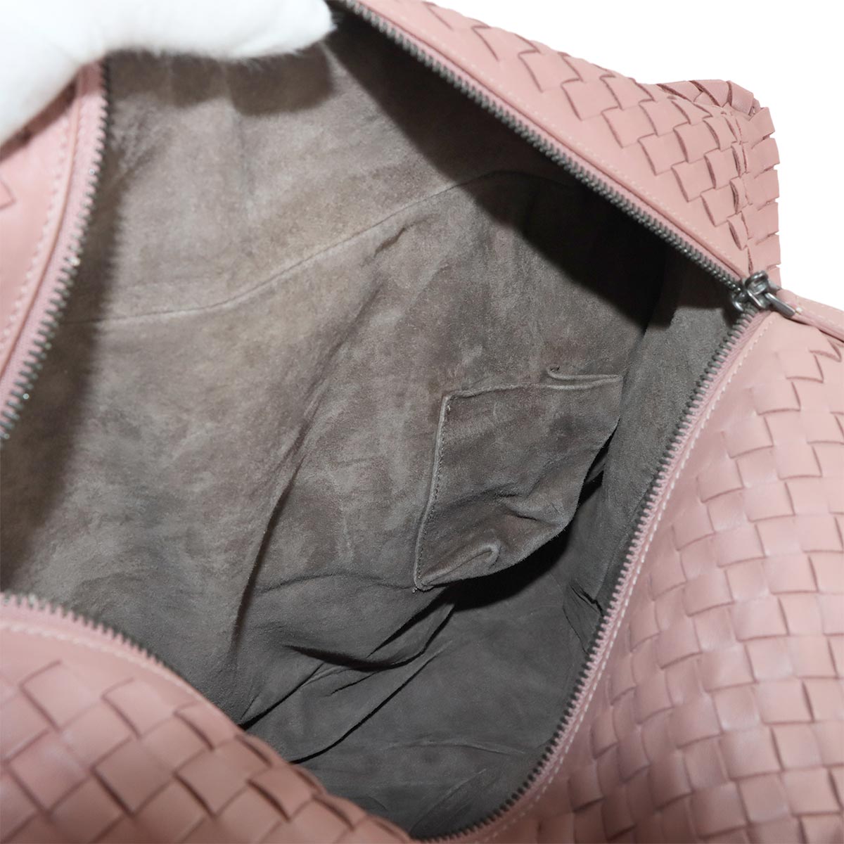 Intrecciato Boston Bag Leather Pink Purse