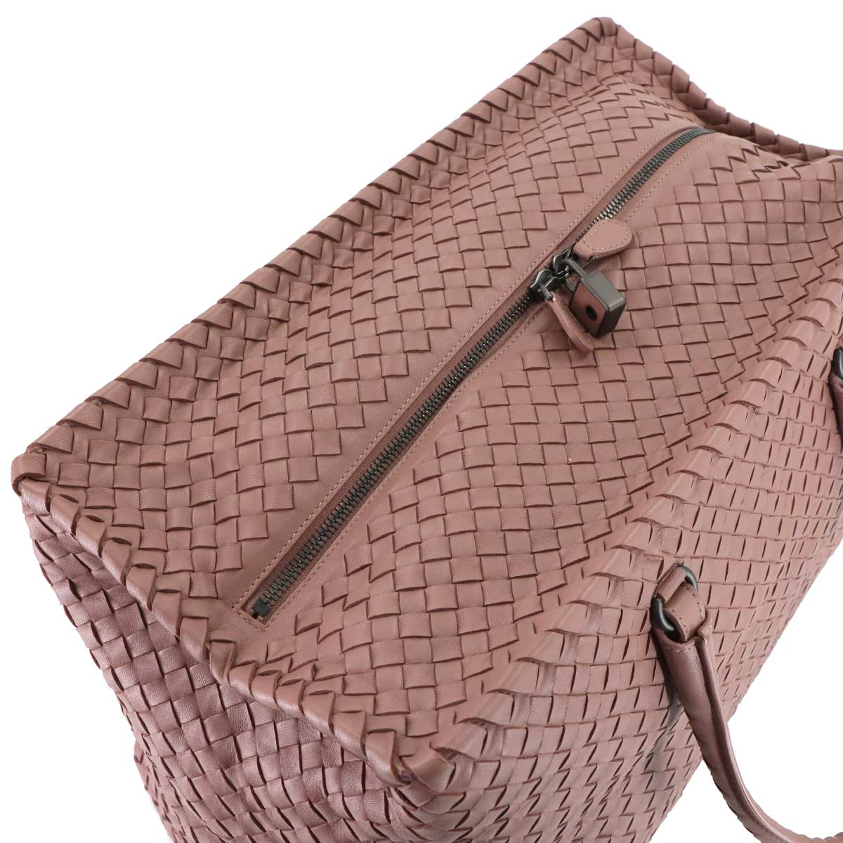Intrecciato Boston Bag Leather Pink Purse