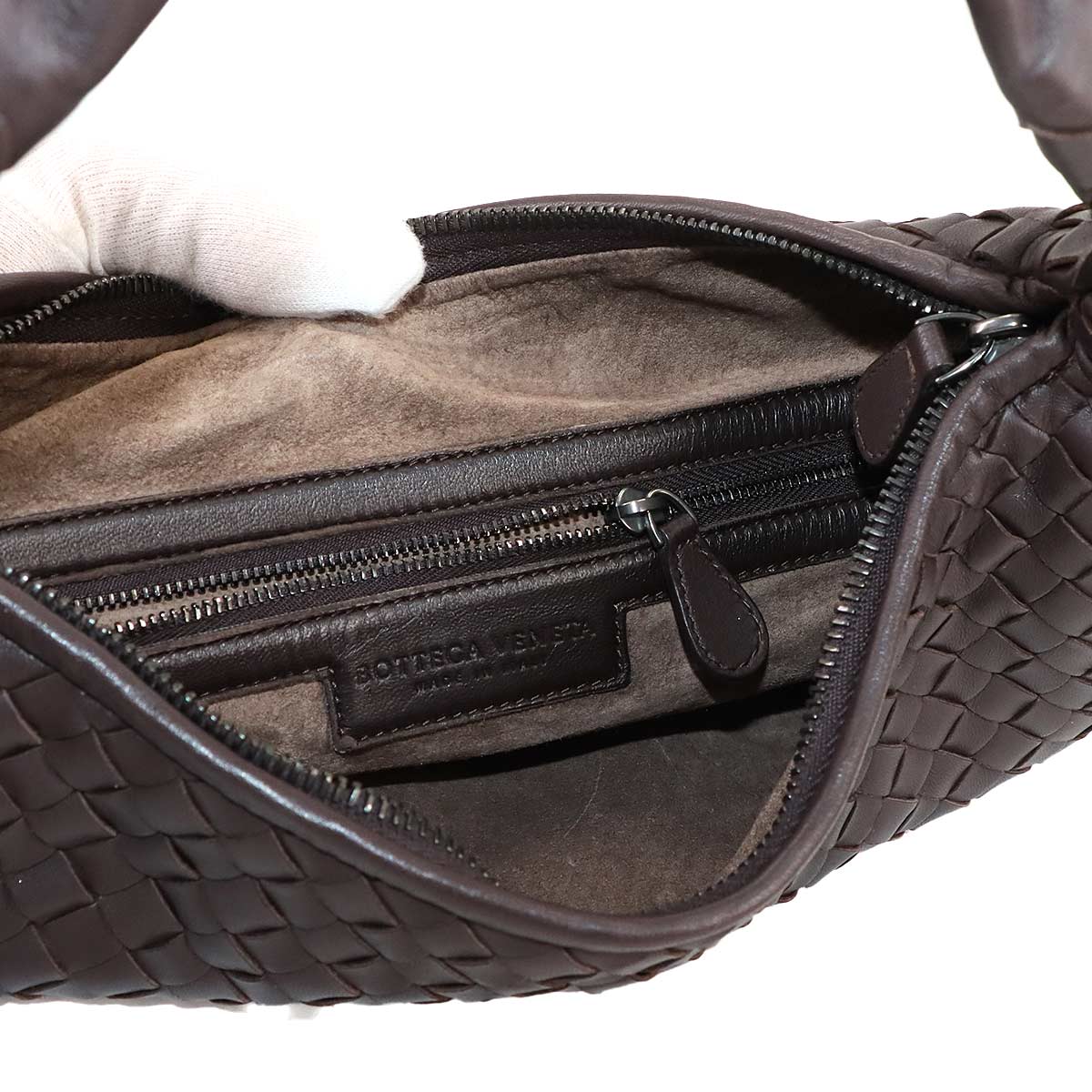 Intrecciato Veneta Shoulder Bag Leather Brown 115653