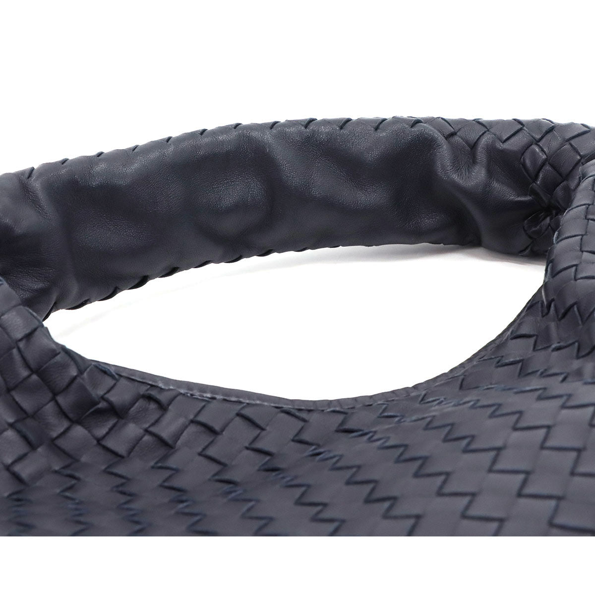 Intrecciato Shoulder Bag Leather Navy 115653