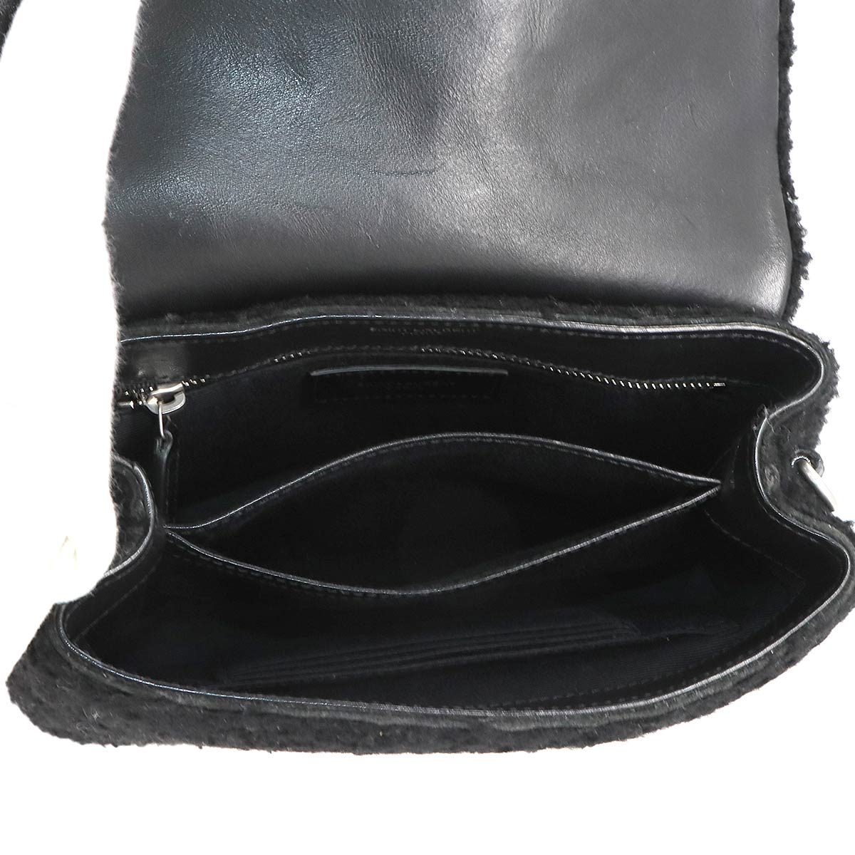 Shoulder Bag Shearling Leather Black 531648 Purse