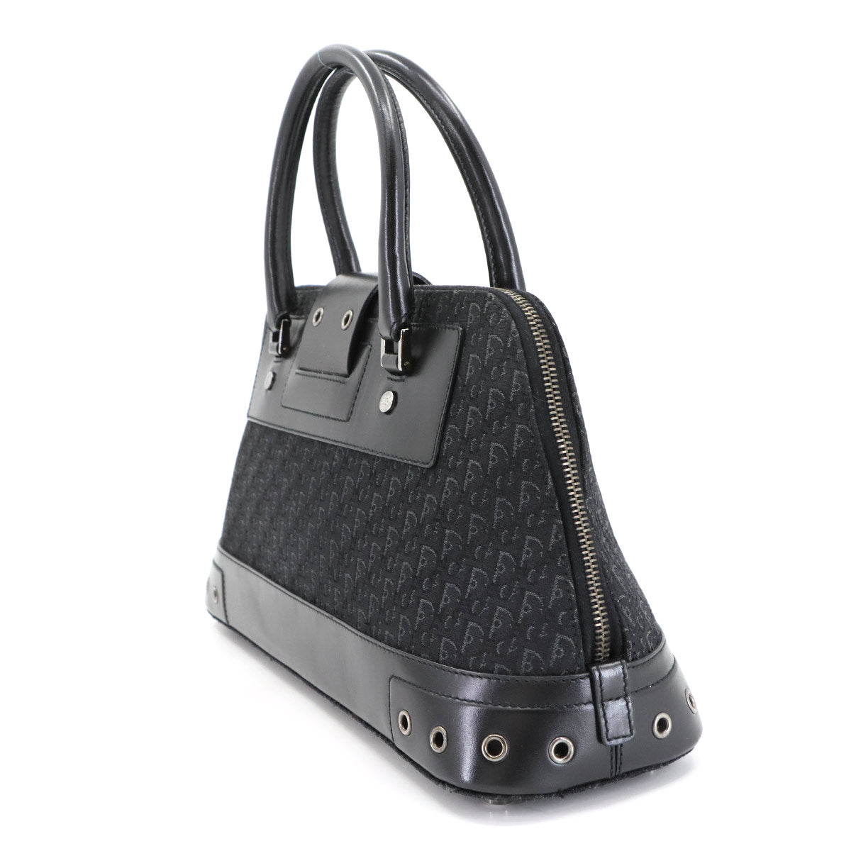 Trotter Street Chic Hand Bag Canvas Leather Black