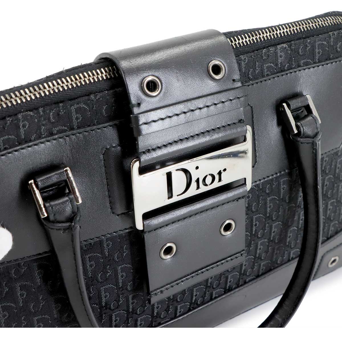 Trotter Street Chic Hand Bag Canvas Leather Black