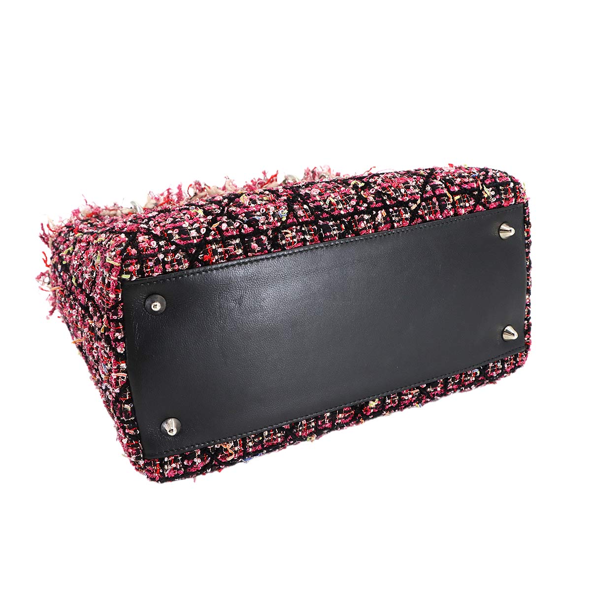 Lady Dior Medium Hand Shoulder Bag Tweed Leather Black