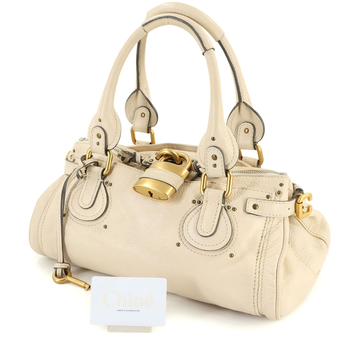 Paddington Hand Bag Leather White Purse