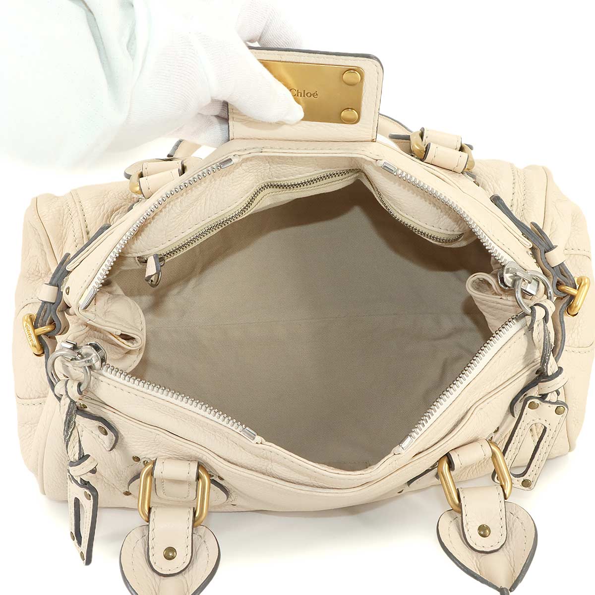 Paddington Hand Bag Leather White Purse