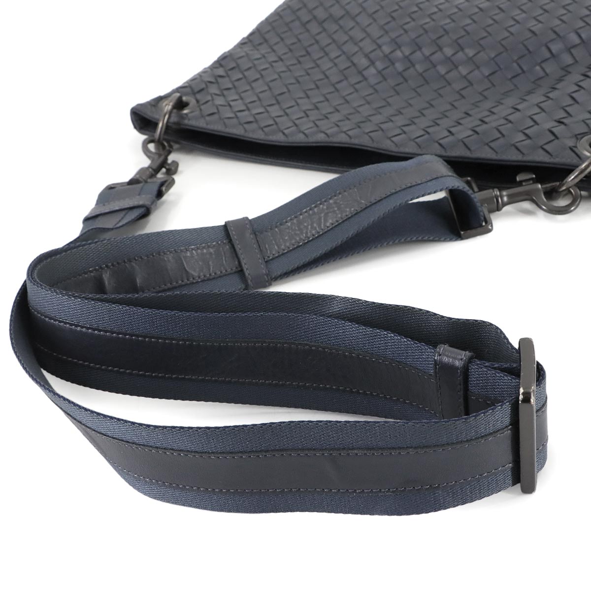 Intrecciato Shoulder Bag Leather Blue 161623