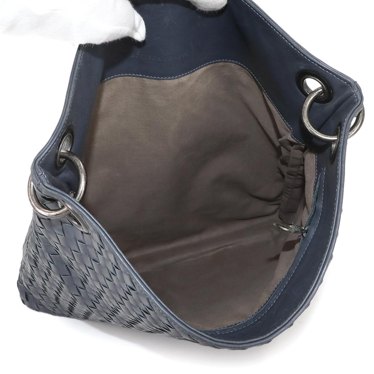 Intrecciato Shoulder Bag Leather Blue 161623