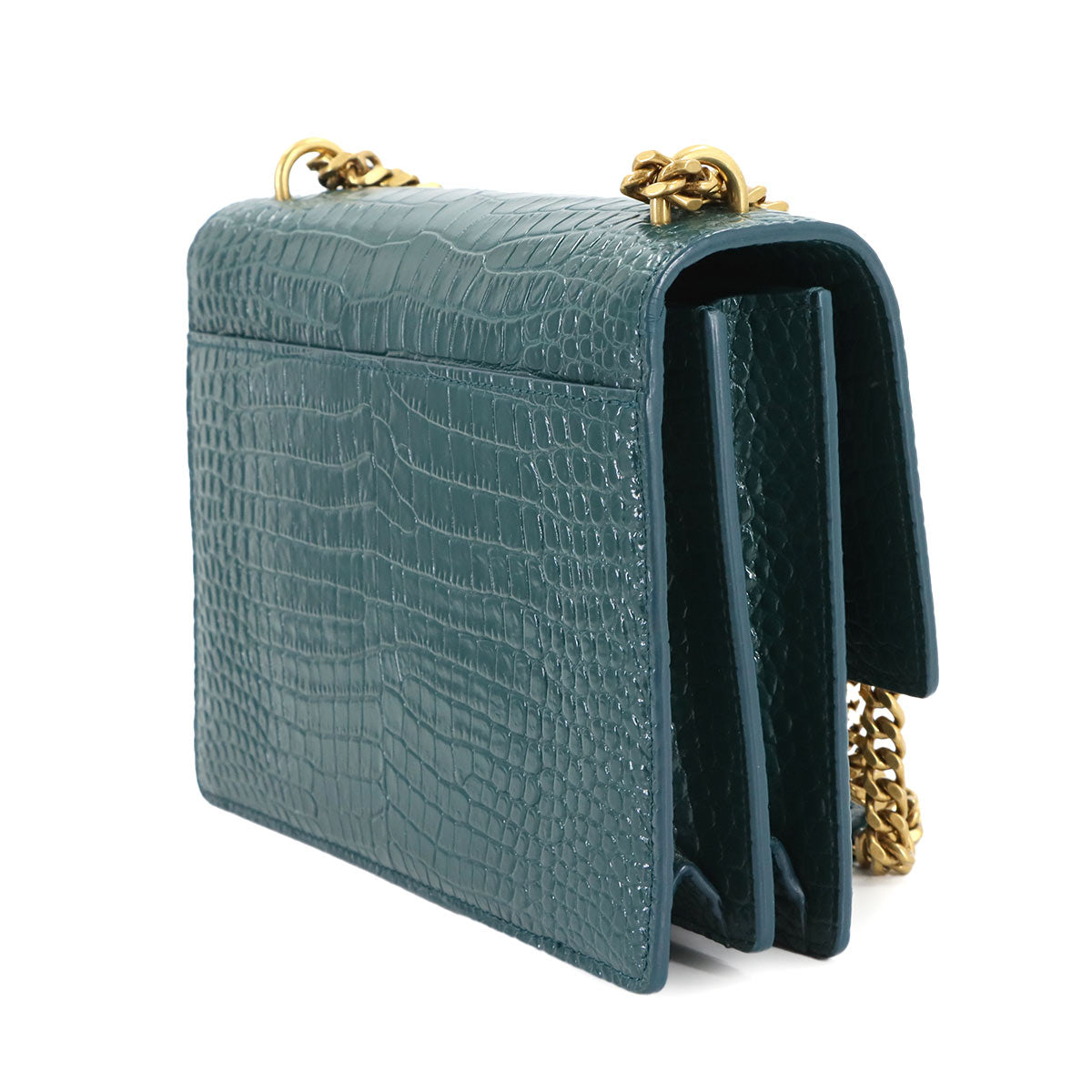 Sunset Medium Chain Shoulder Bag Leather Green 442906