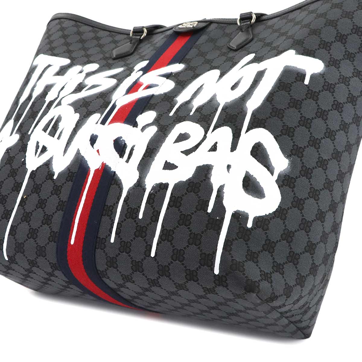 GUCCI The Hacker Graffiti Large Tote Bag PVC Leather 680127