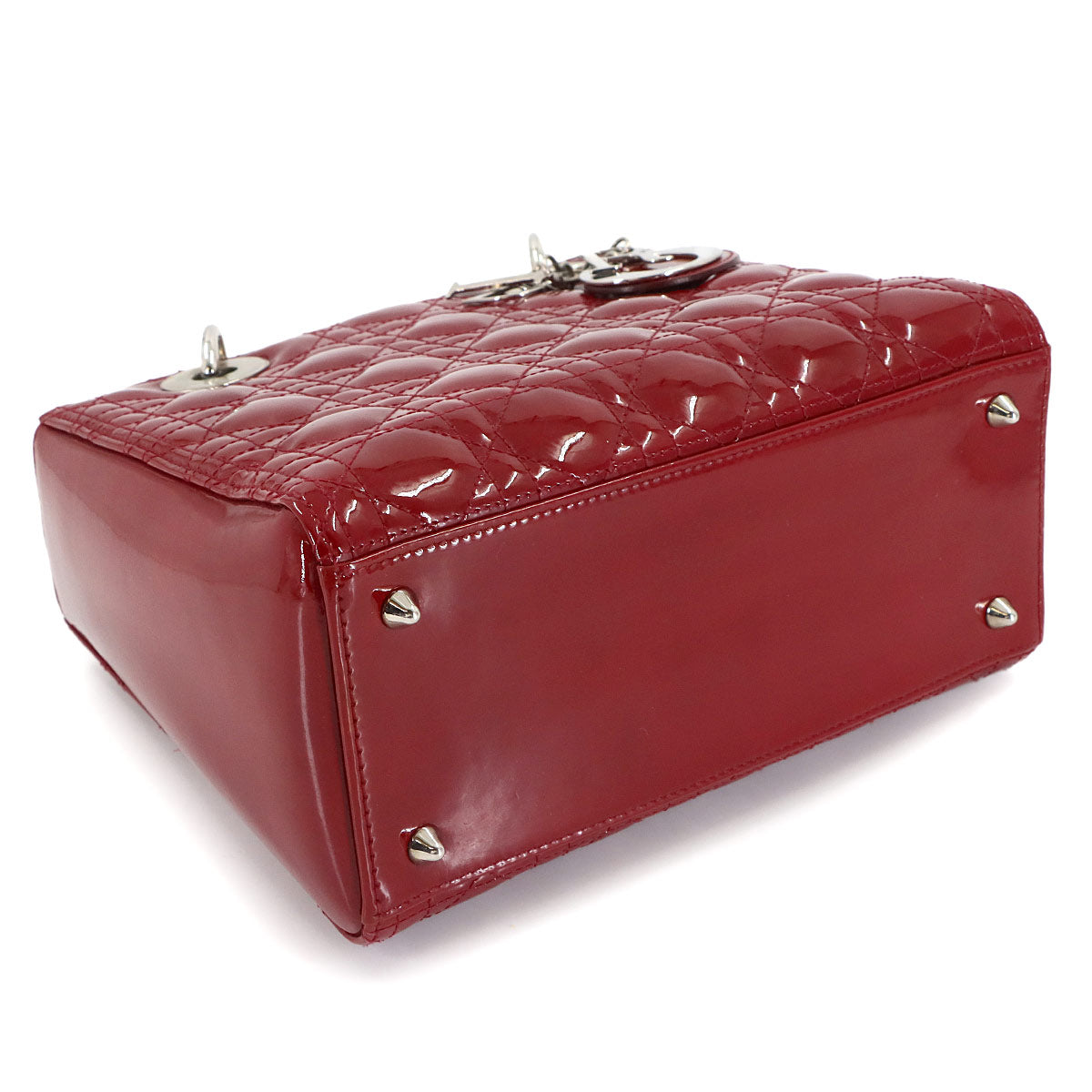 Lady Dior Medium Hand Shoulder Bag Enamel Red