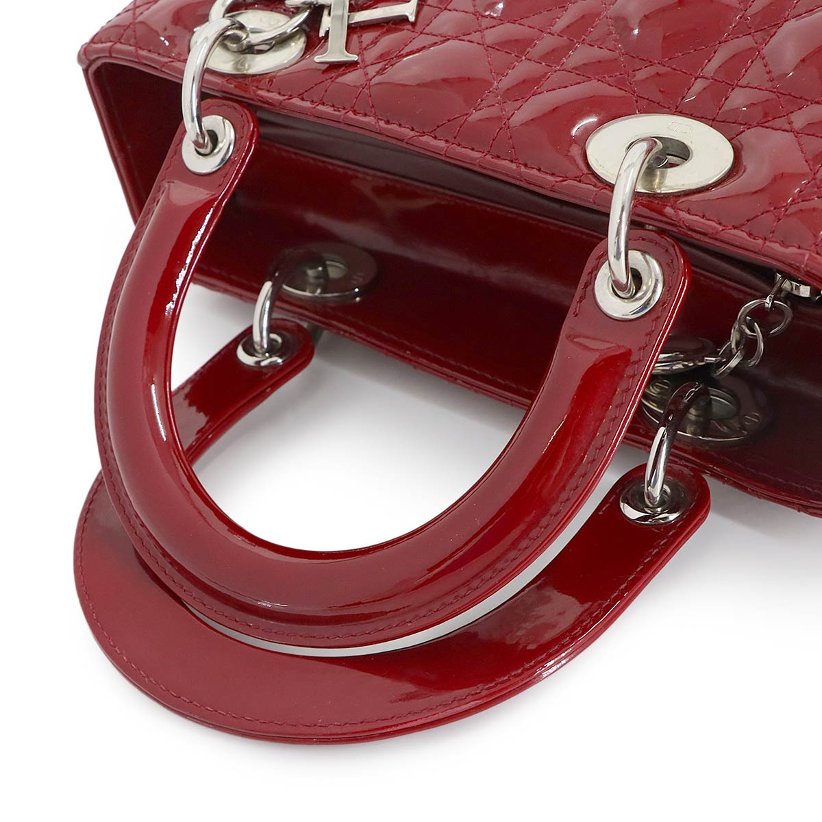 Lady Dior Medium Hand Shoulder Bag Enamel Red