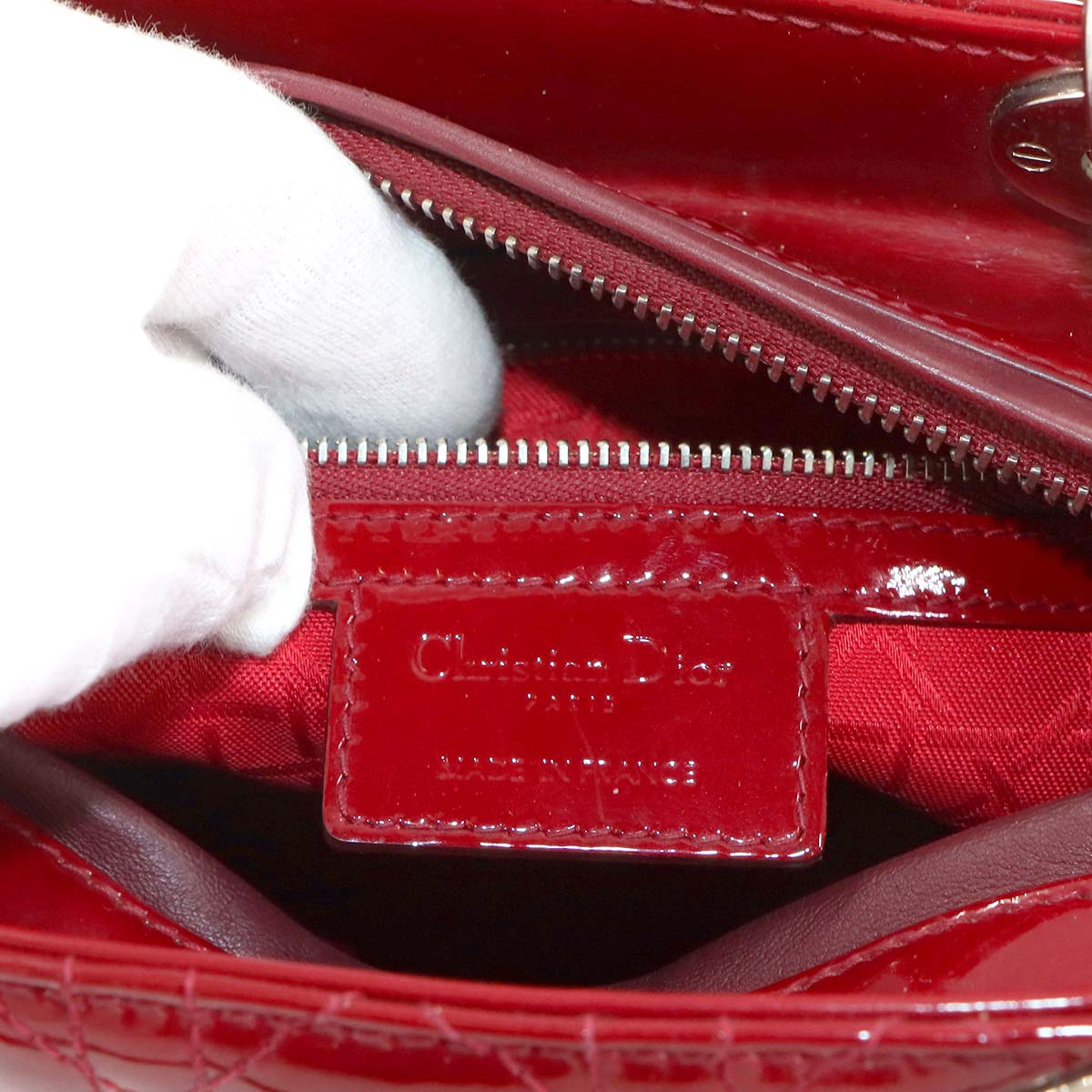 Lady Dior Medium Hand Shoulder Bag Enamel Red