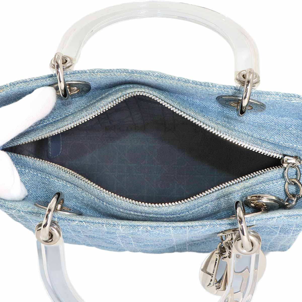 Lady Dior Medium Hand Shoulder Bag Denim Blue
