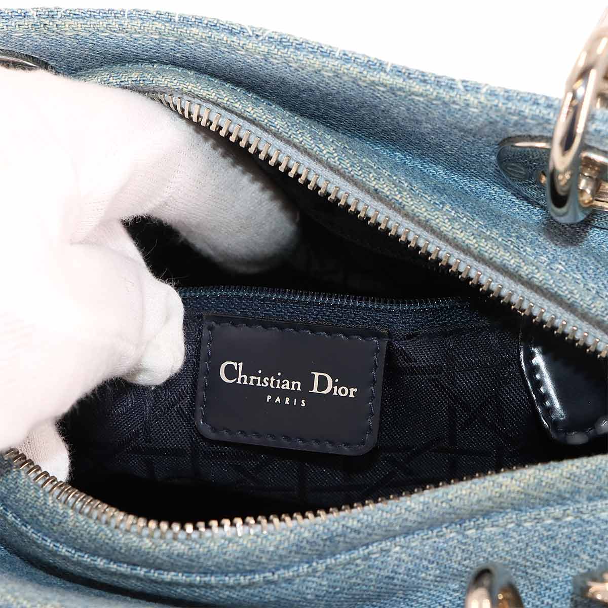 Lady Dior Medium Hand Shoulder Bag Denim Blue