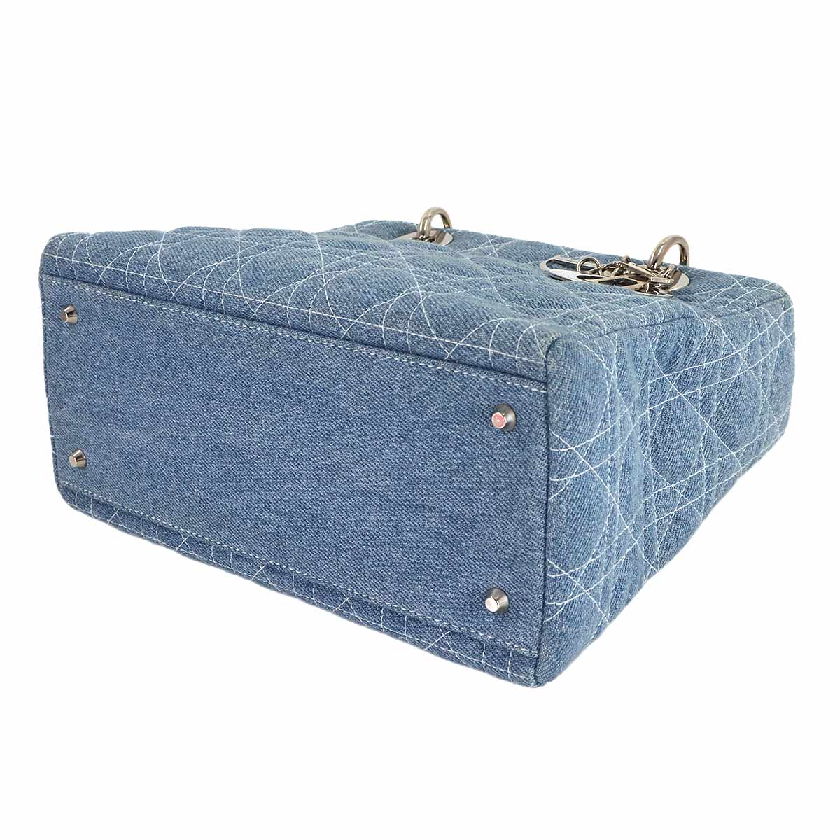 Lady Dior Medium Hand Shoulder Bag Denim Blue