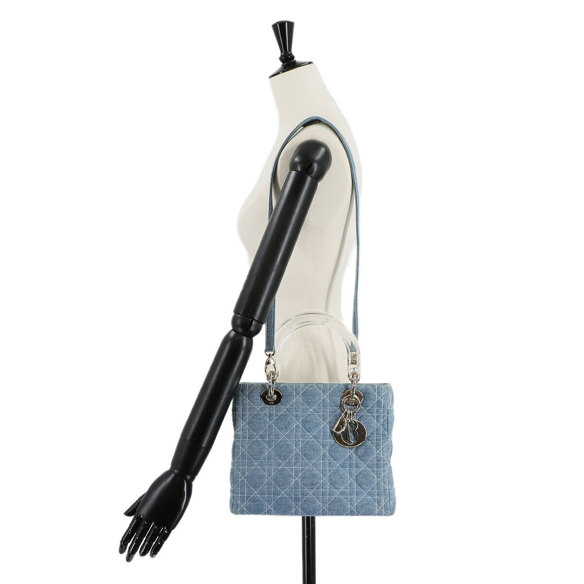 Lady Dior Medium Hand Shoulder Bag Denim Blue