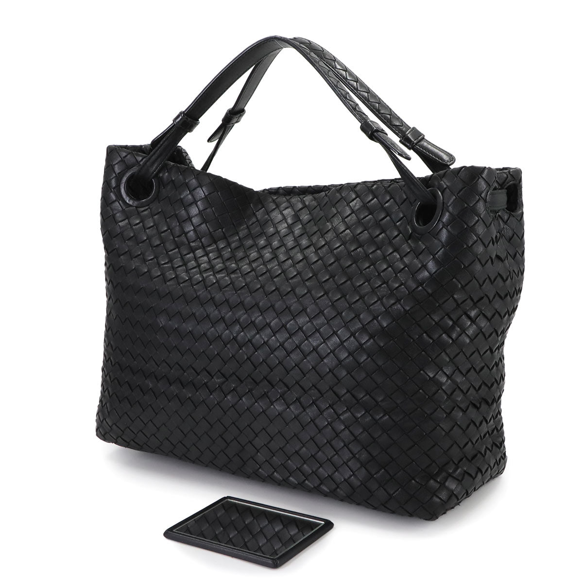 Intrecciato Medium Garda Tote Bag Leather Black 179320