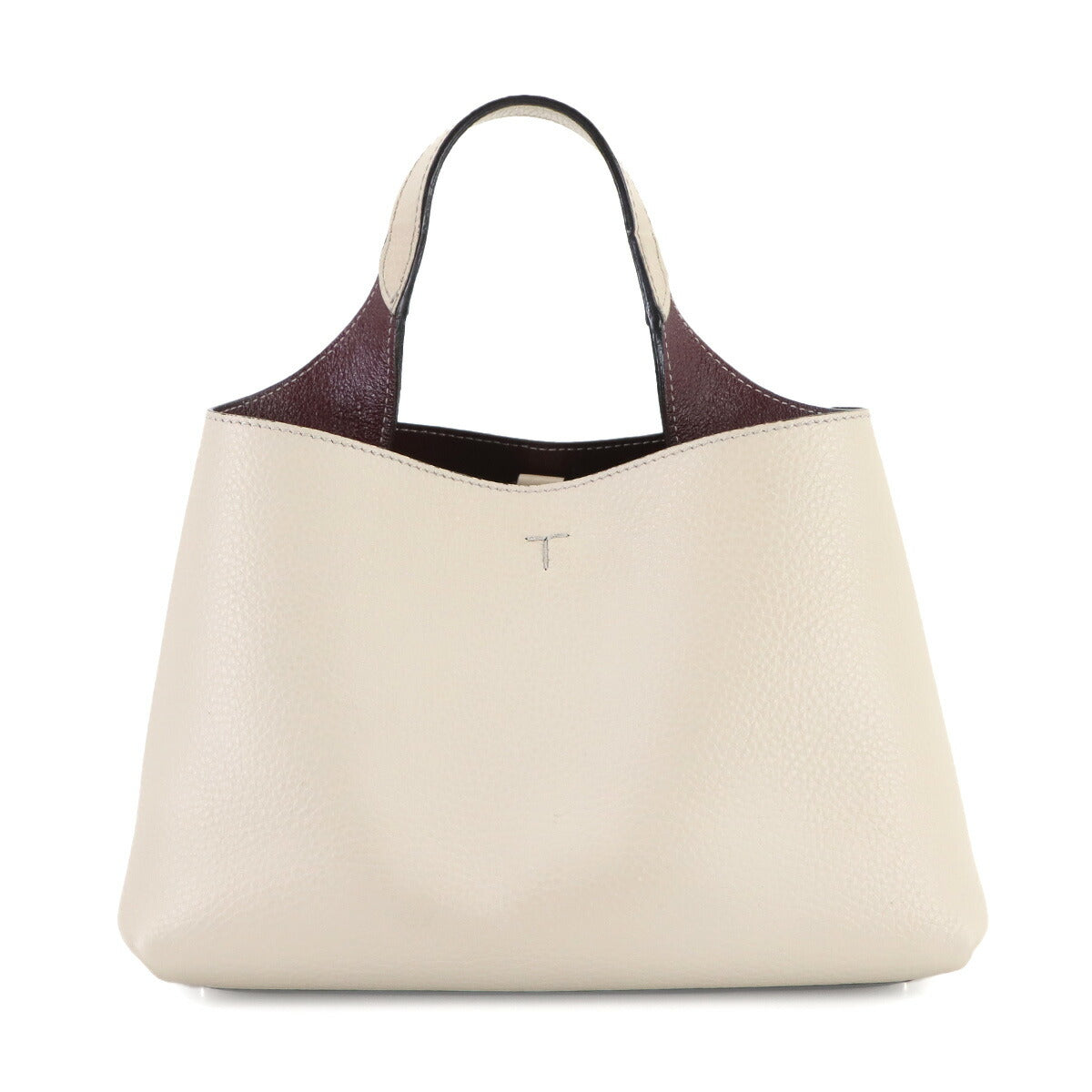 T Timeless 2way Hand Shoulder Bag Leather Beige Purse