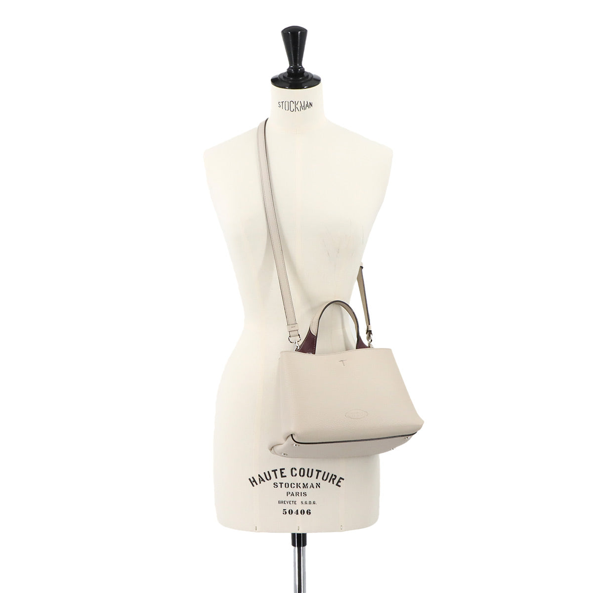 T Timeless 2way Hand Shoulder Bag Leather Beige Purse