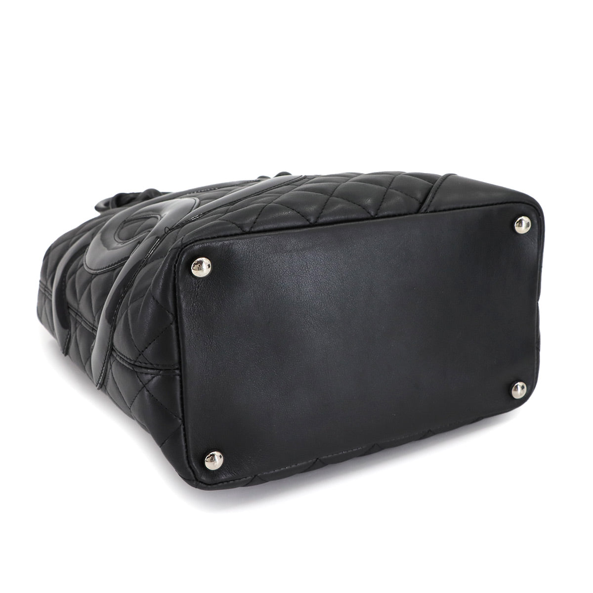Cambon Line Medium Tote Bag Leather Enamel Black A25167 Purse