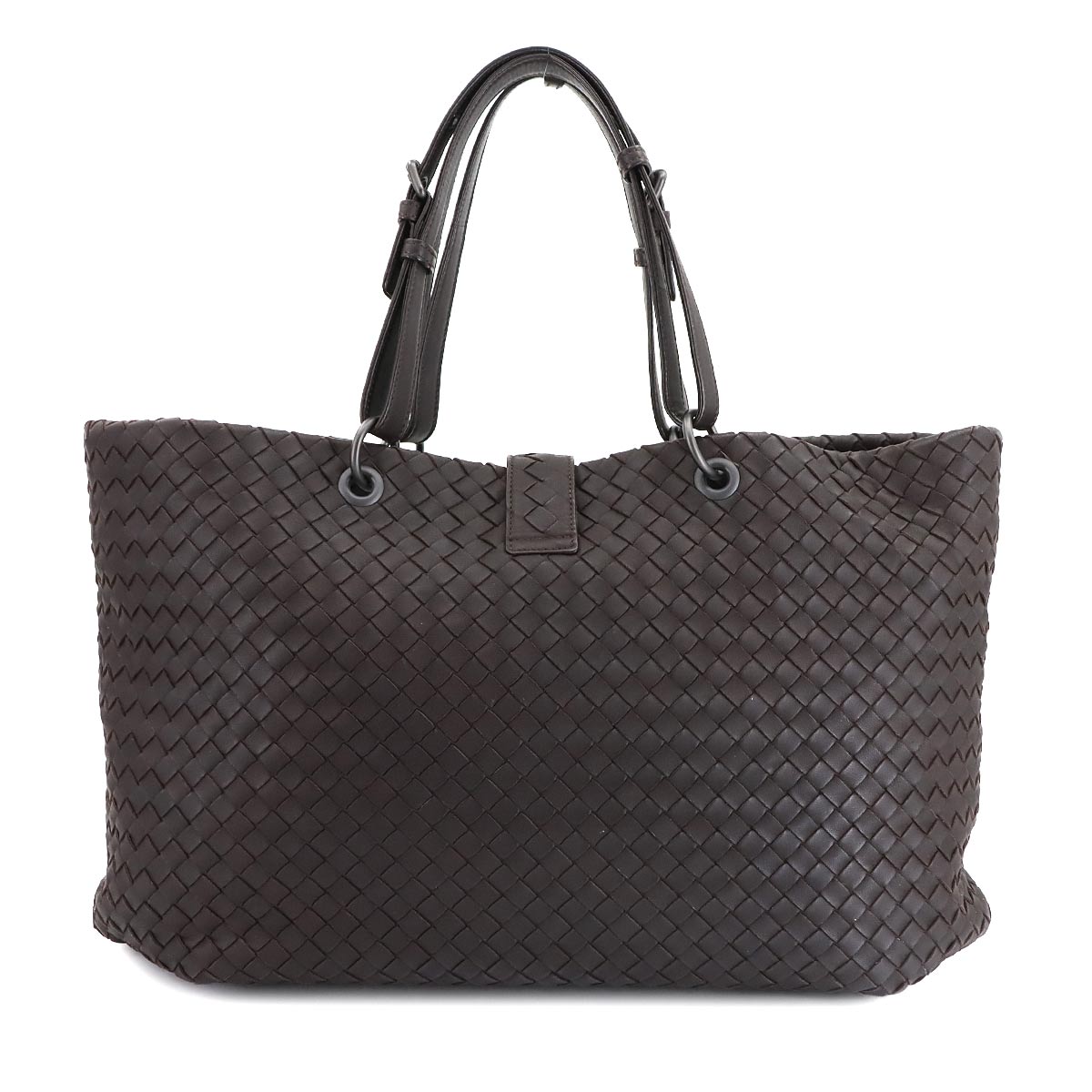 Intrecciato Tote Bag Leather Dark brown Purse