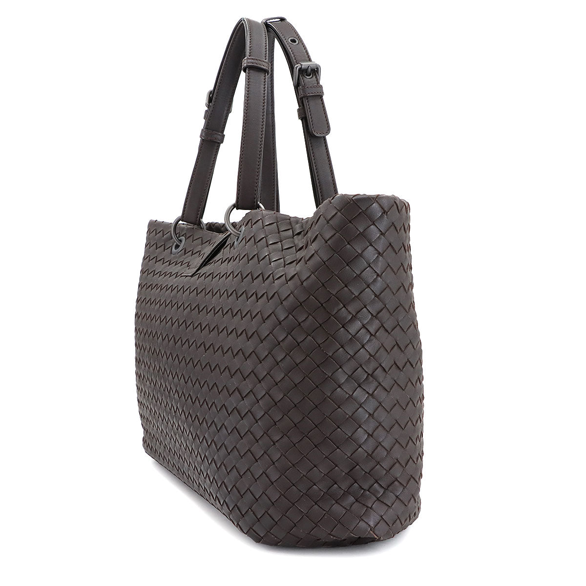 Intrecciato Tote Bag Leather Dark brown Purse