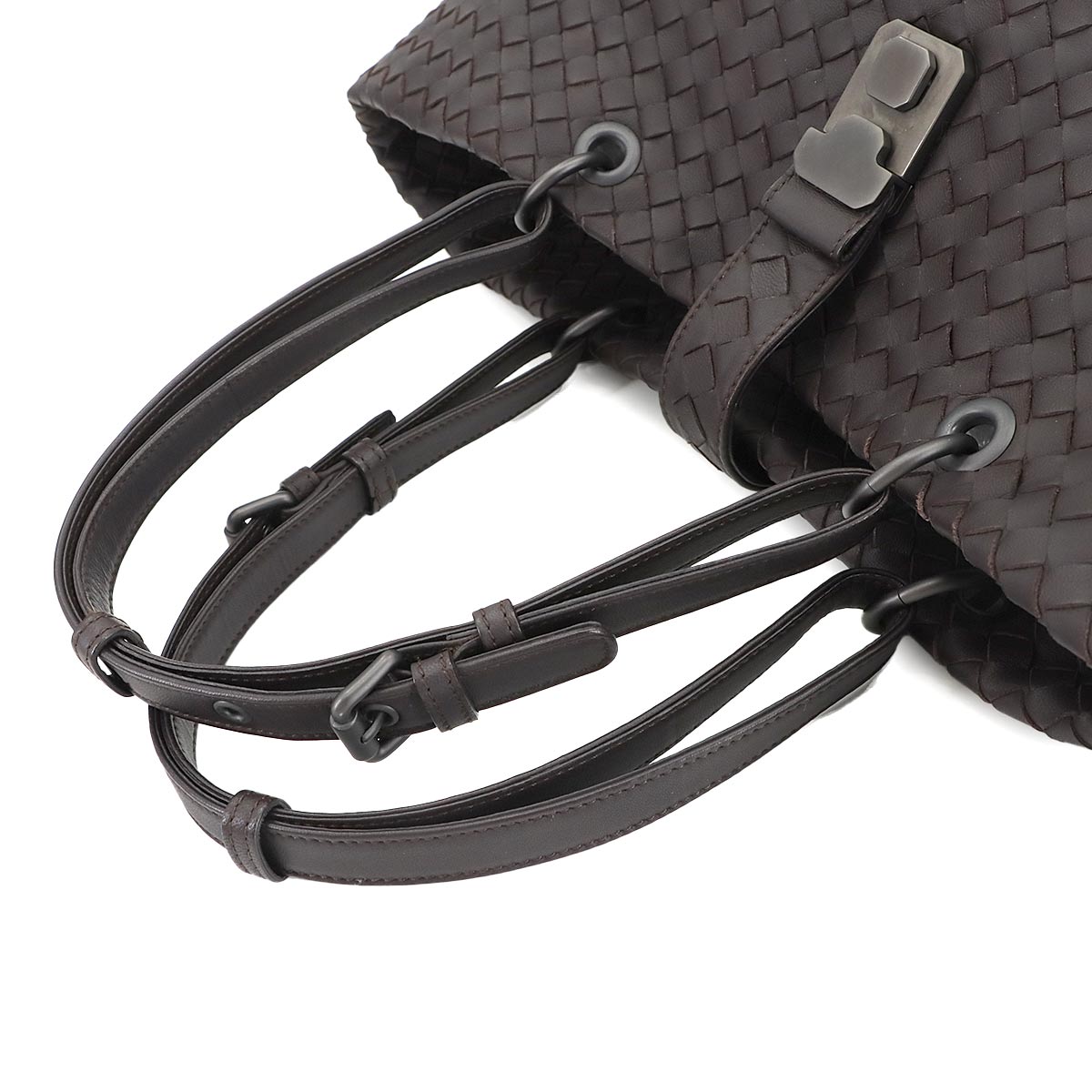 Intrecciato Tote Bag Leather Dark brown Purse